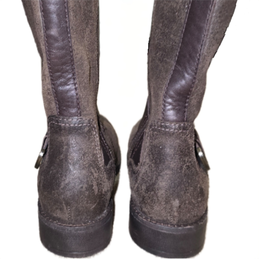 UGG Australia Dayle Lodge Brown, Tall Leather Riding Boots - Ladies Size 8 - Picture 4 of 10